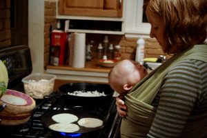 Making tortillas when my youngest was brand new