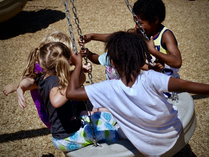 Making new friends on the playground